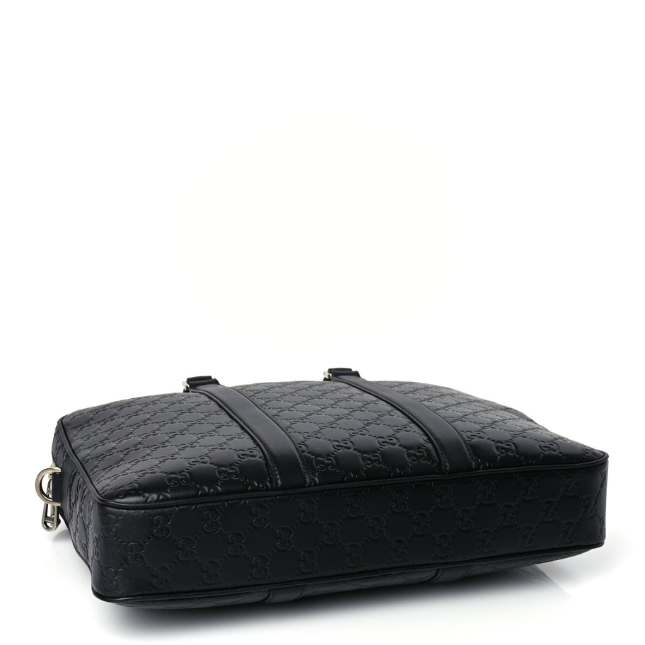 Gucci Calfskin GG Emblem Large Briefcase Black Image 3