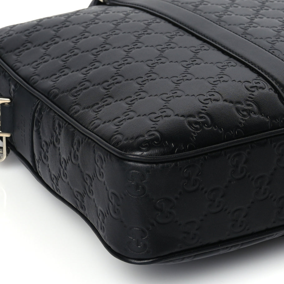 Gucci Calfskin GG Emblem Large Briefcase Black Image 7