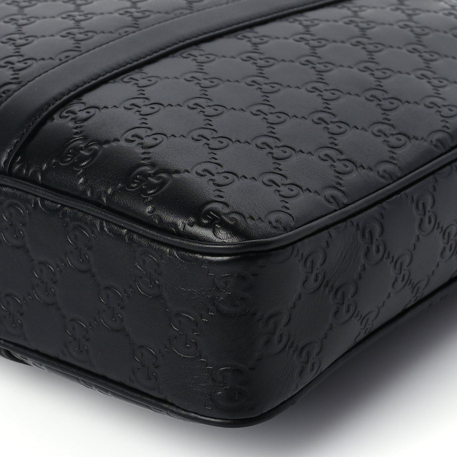 Gucci Calfskin GG Emblem Large Briefcase Black Image 8