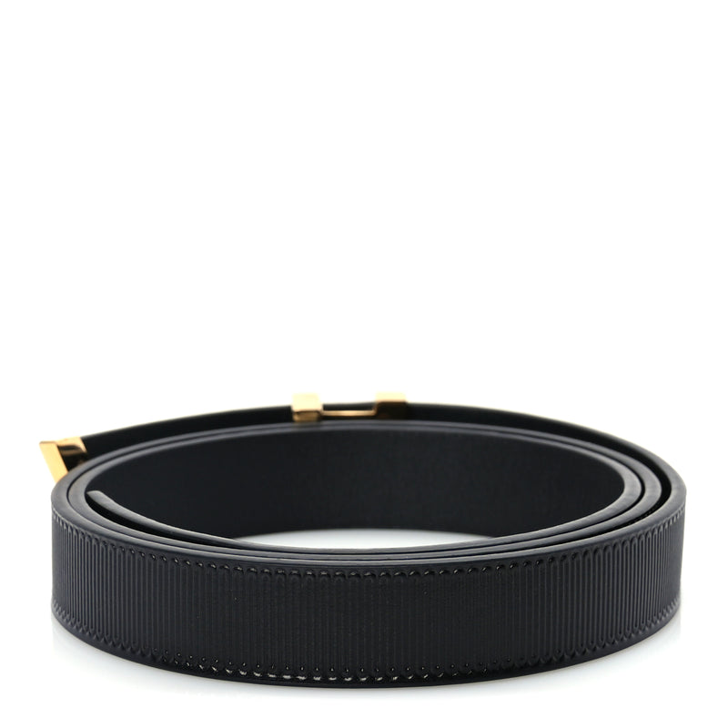  Louis Vuitton Calfskin Embossed 20MM LV Initiales Belt 80 32 Black