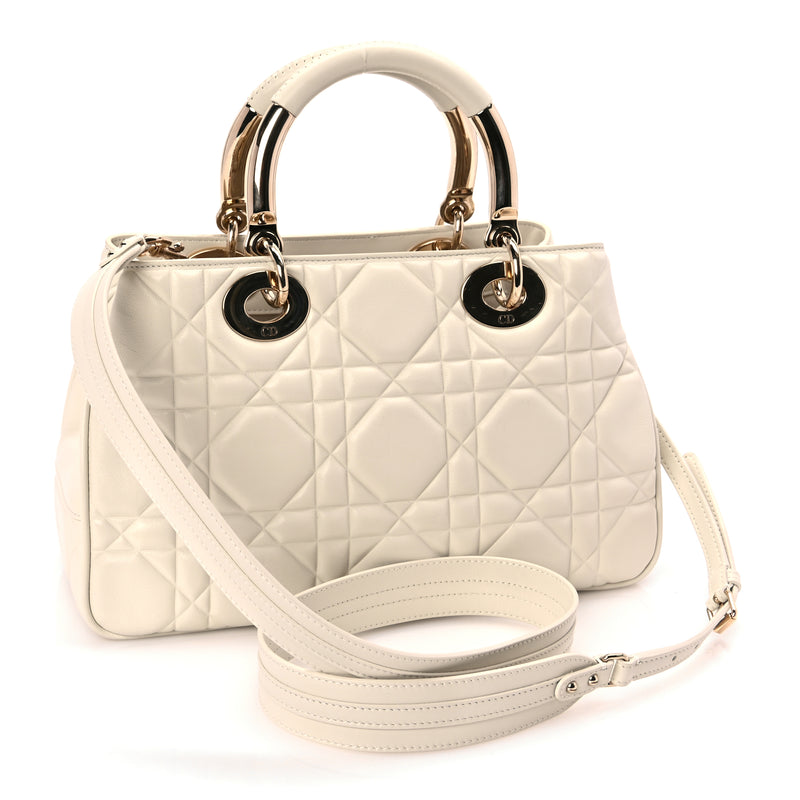  Christian Dior Calfskin Cannage Medium The Lady 95.22  White