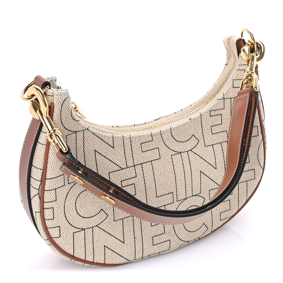 Celine Canvas Calfskin All Over Print Medium Ava Shoulder Bag  Natural Tan Image 2