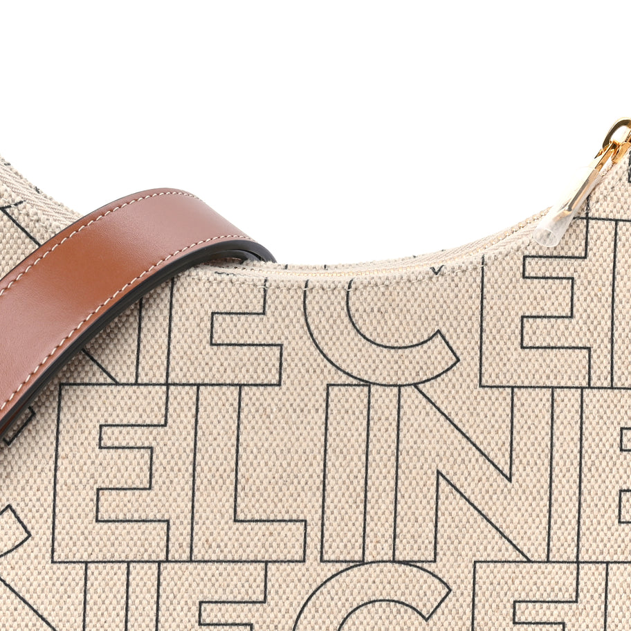 Celine Canvas Calfskin All Over Print Medium Ava Shoulder Bag  Natural Tan Image 6
