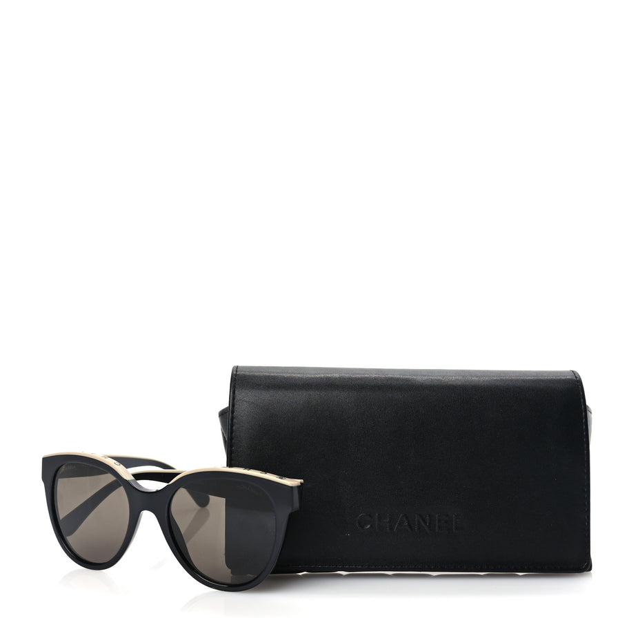 Chanel Acetate CC Butterfly Sunglasses 5414 Black Beige Image 6