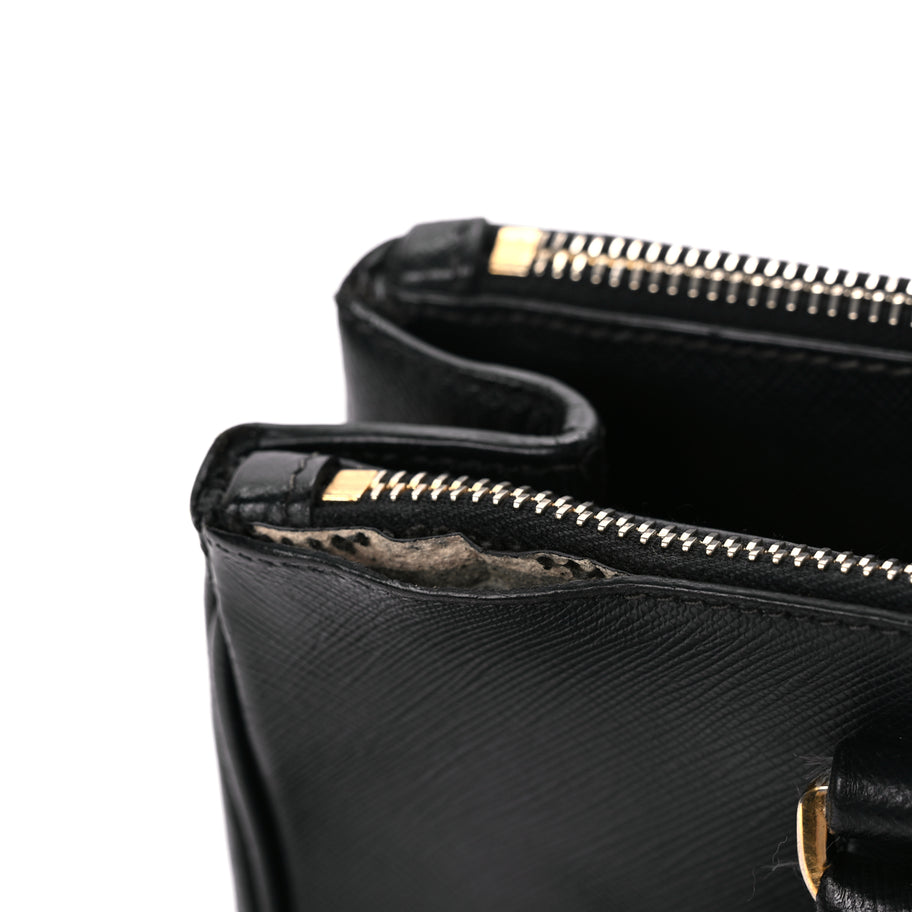 Prada Saffiano Small Galleria Double Zip Tote Black Image 9
