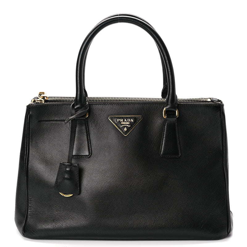  Prada Saffiano Small Galleria Double Zip Tote Black