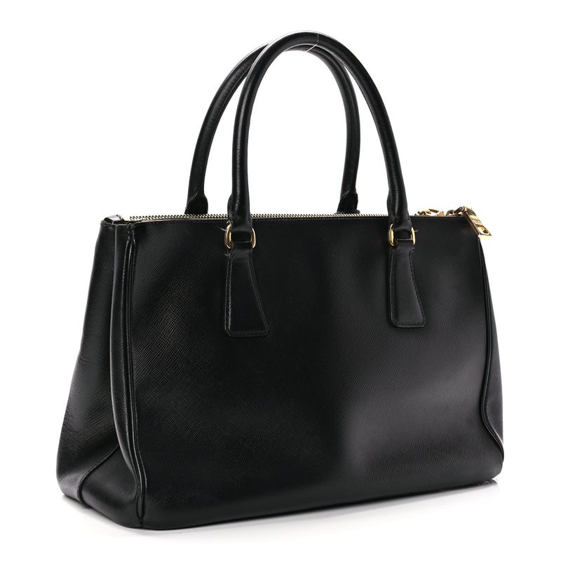  Prada Saffiano Small Galleria Double Zip Tote Black