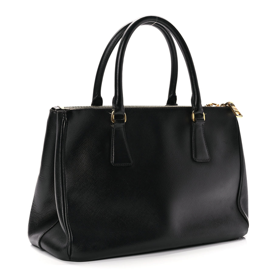 Prada Saffiano Small Galleria Double Zip Tote Black Image 2