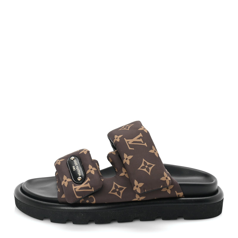  Louis Vuitton Nylon LV Pool Pillow Flat Comfort Mules 40  Cacao Brown