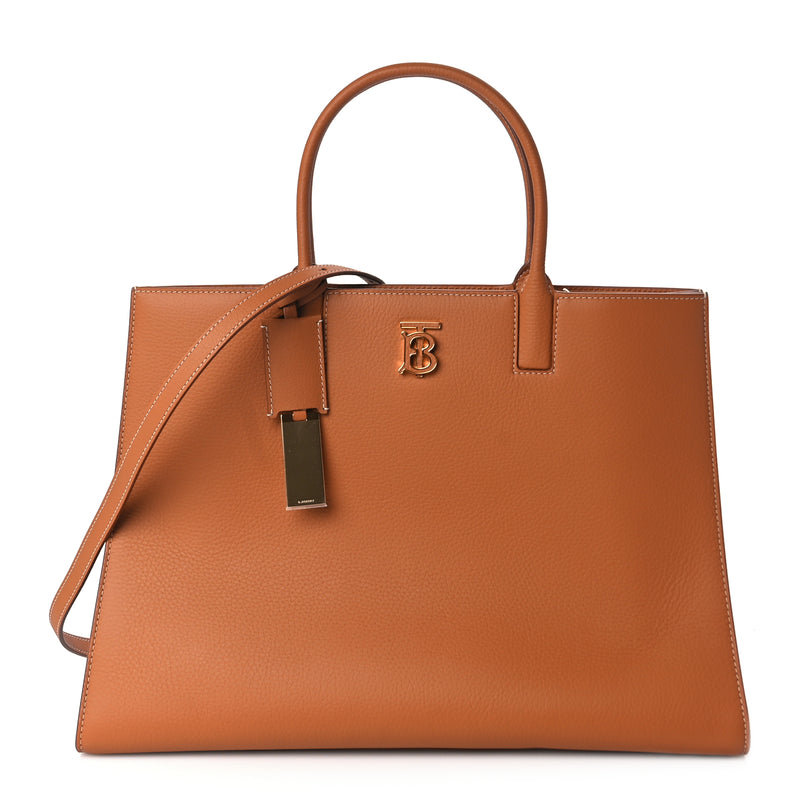  Burberry Grained Calfskin Medium Frances Tote Warm Russet