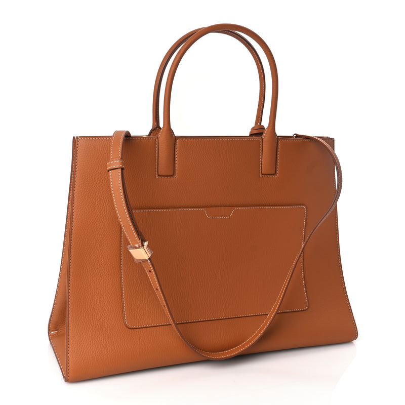  Burberry Grained Calfskin Medium Frances Tote Warm Russet