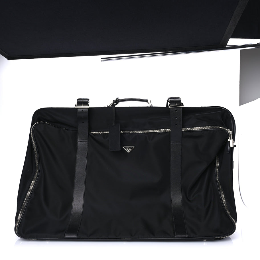 Prada Tessuto Nylon Saffiano Rolling Duffle Black Image 1