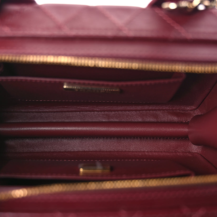 Chanel Calfskin Quilted Studded Square Vanity Case Burgundy Image 4