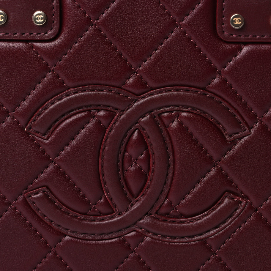 Chanel Calfskin Quilted Studded Square Vanity Case Burgundy Image 7