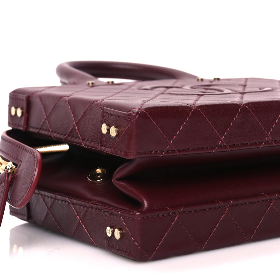 Chanel Calfskin Quilted Studded Square Vanity Case Burgundy Image 8