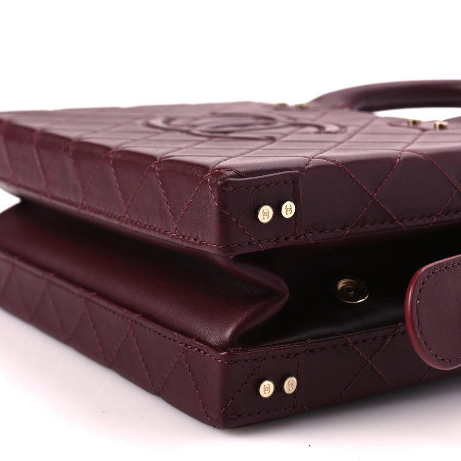 Chanel Calfskin Quilted Studded Square Vanity Case Burgundy Image 9