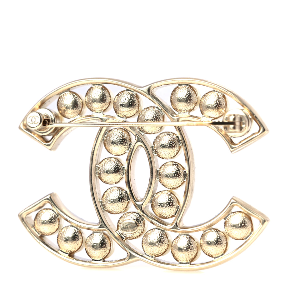 Chanel Pearl CC Brooch Light Gold Image 2