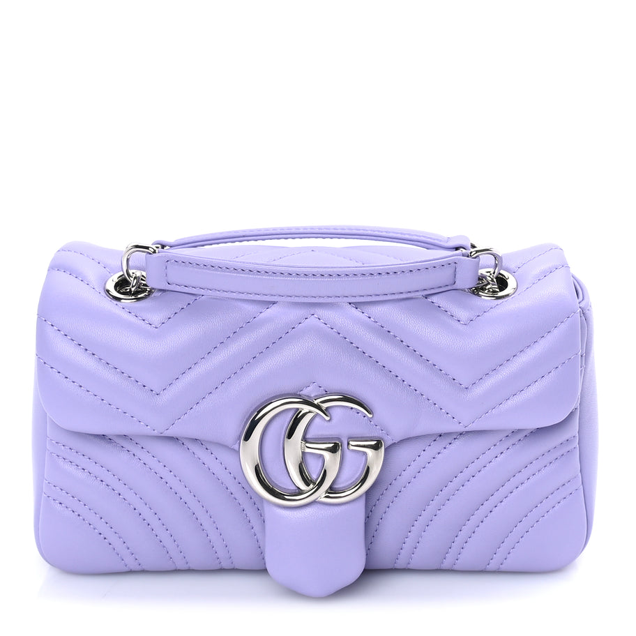 Gucci Calfskin Matelasse Small GG Marmont Shoulder Bag  Purple Image 1