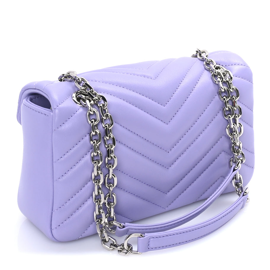Gucci Calfskin Matelasse Small GG Marmont Shoulder Bag  Purple Image 2