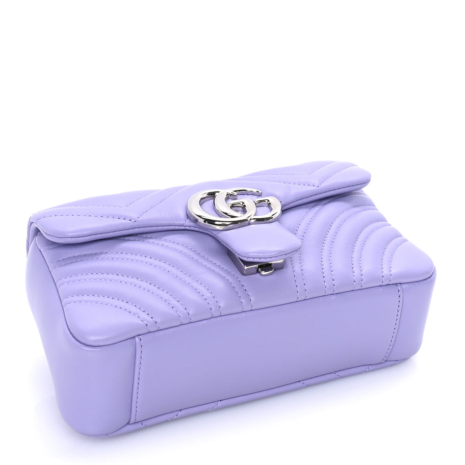 Gucci Calfskin Matelasse Small GG Marmont Shoulder Bag  Purple Image 3