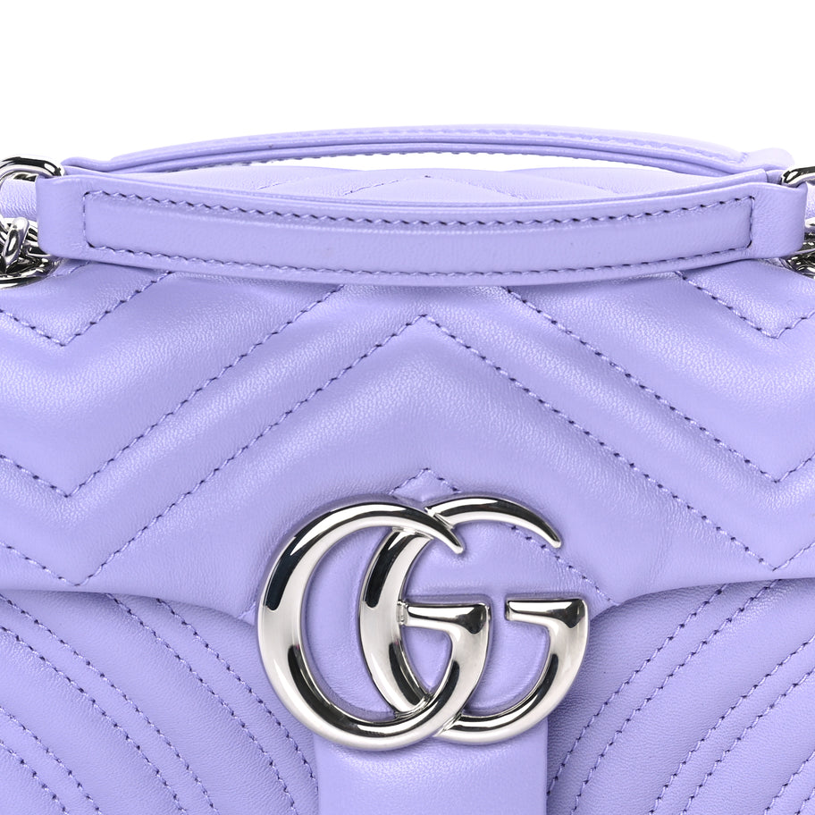 Gucci Calfskin Matelasse Small GG Marmont Shoulder Bag  Purple Image 6