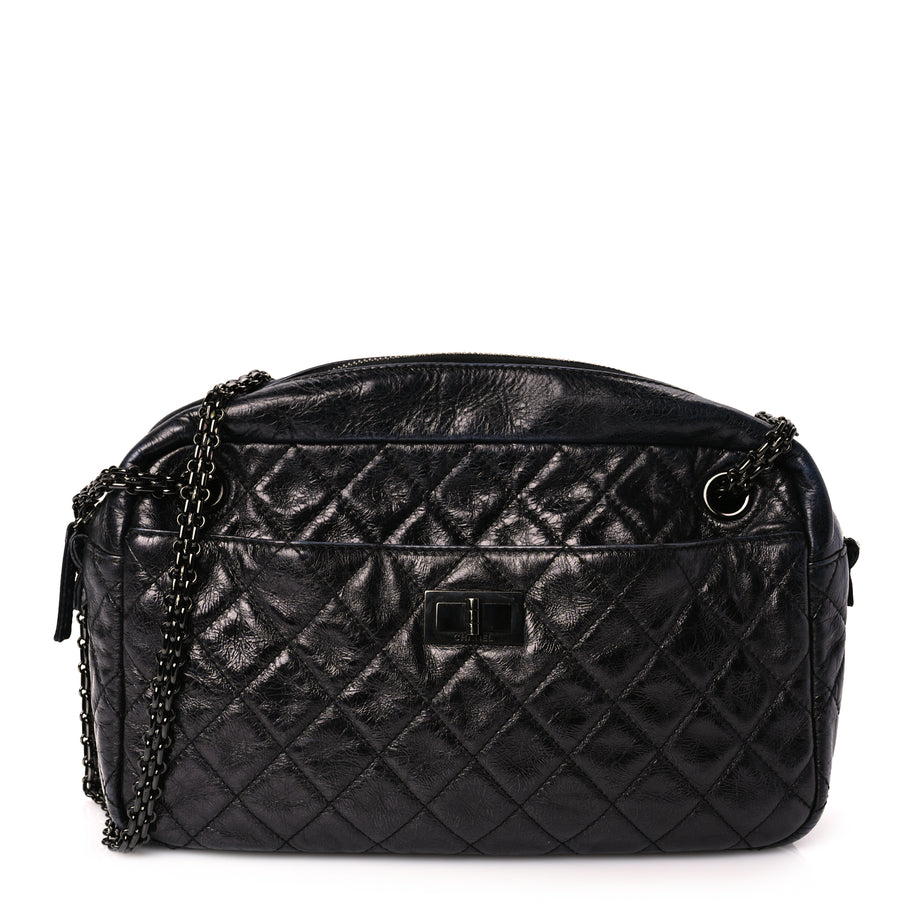Chanel Metallic Aged Calfskin Quilted Medium Reissue Camera Case Black Image 1