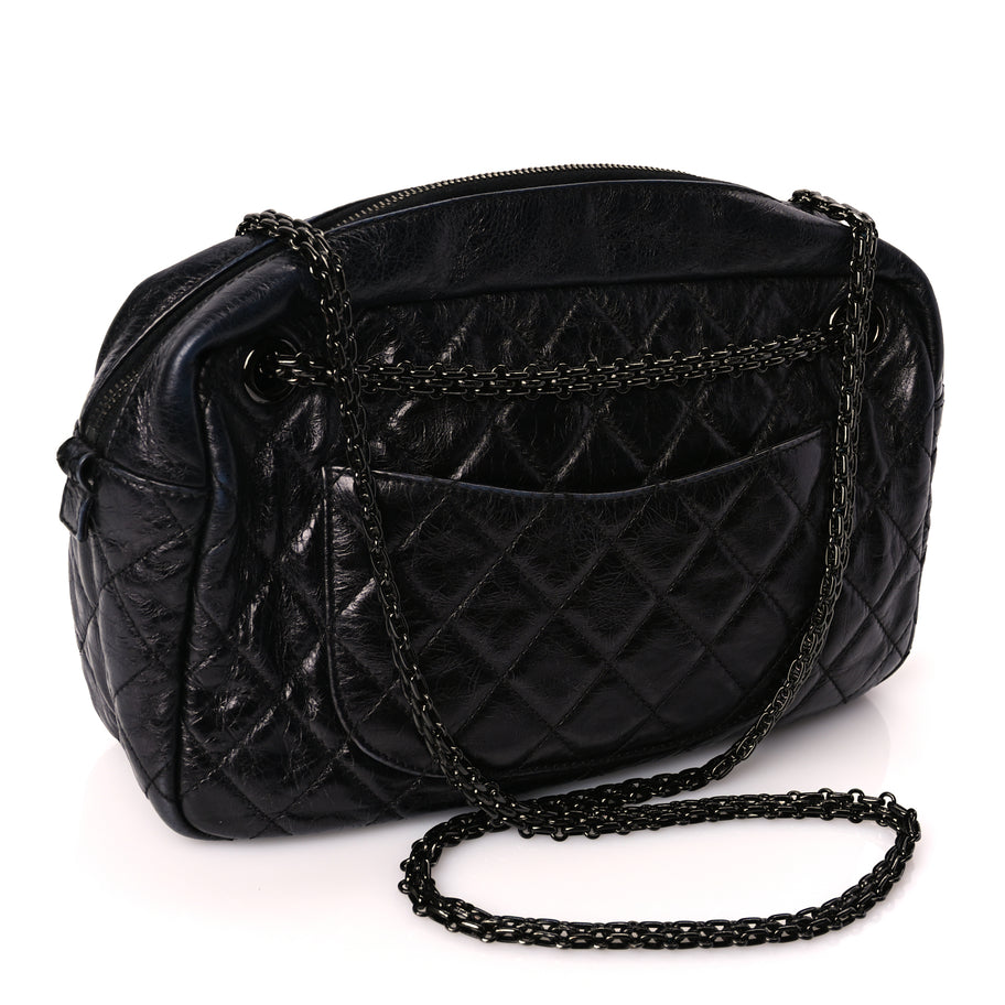 Chanel Metallic Aged Calfskin Quilted Medium Reissue Camera Case Black Image 2