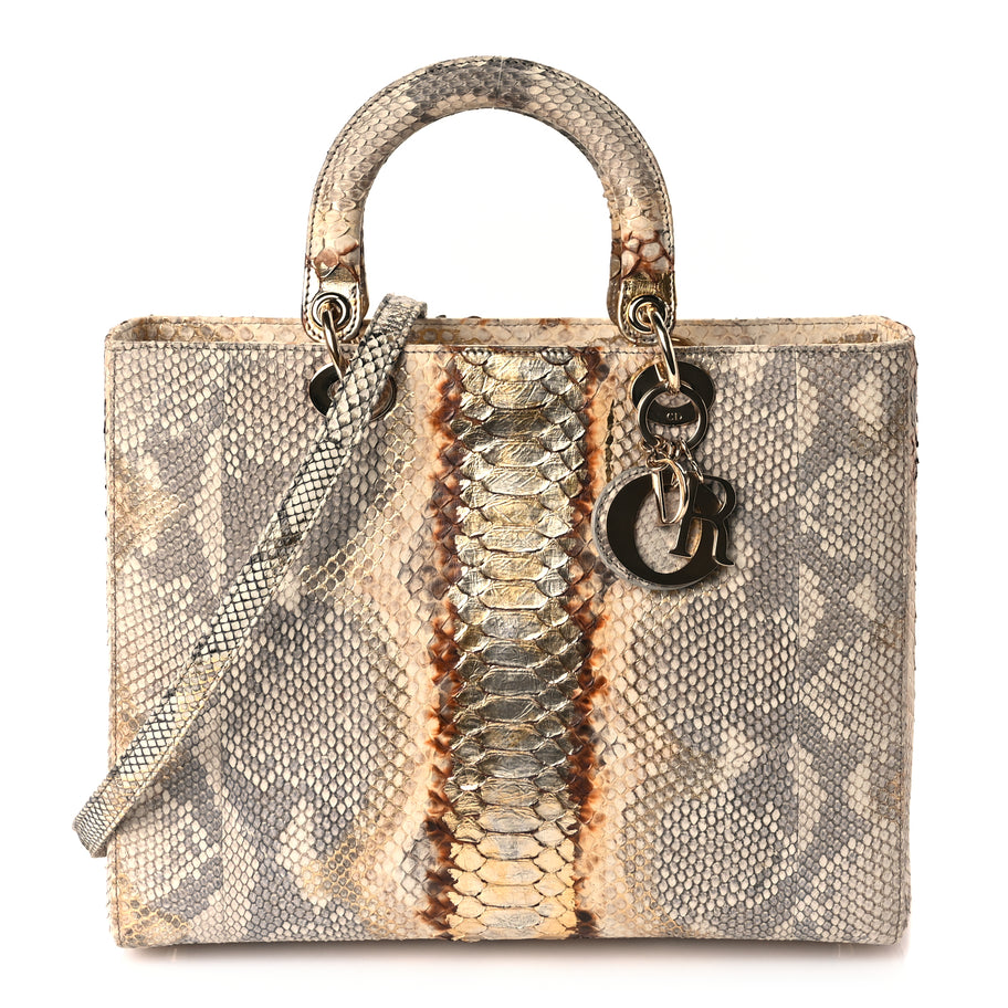 Christian Dior Snakeskin Large Lady Dior Beige Image 1