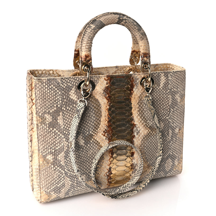 Christian Dior Snakeskin Large Lady Dior Beige Image 2