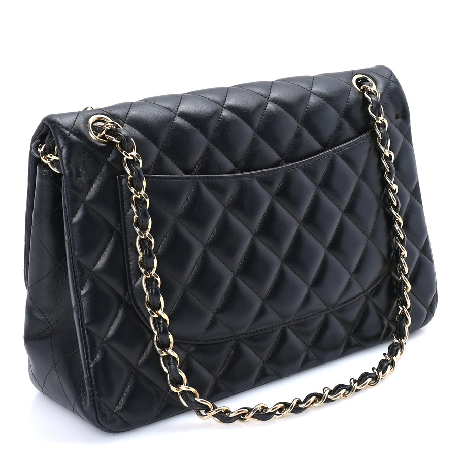 Chanel Lambskin Quilted Jumbo Double Flap Black Image 2