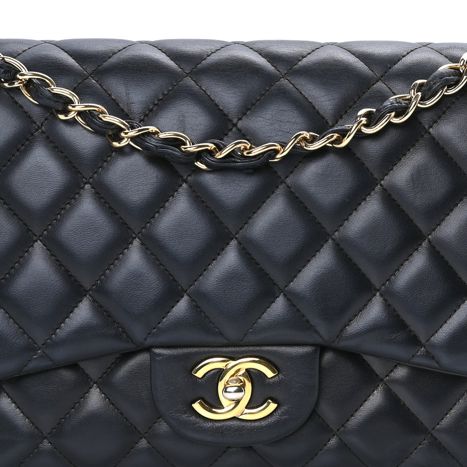 Chanel Lambskin Quilted Jumbo Double Flap Black Image 7