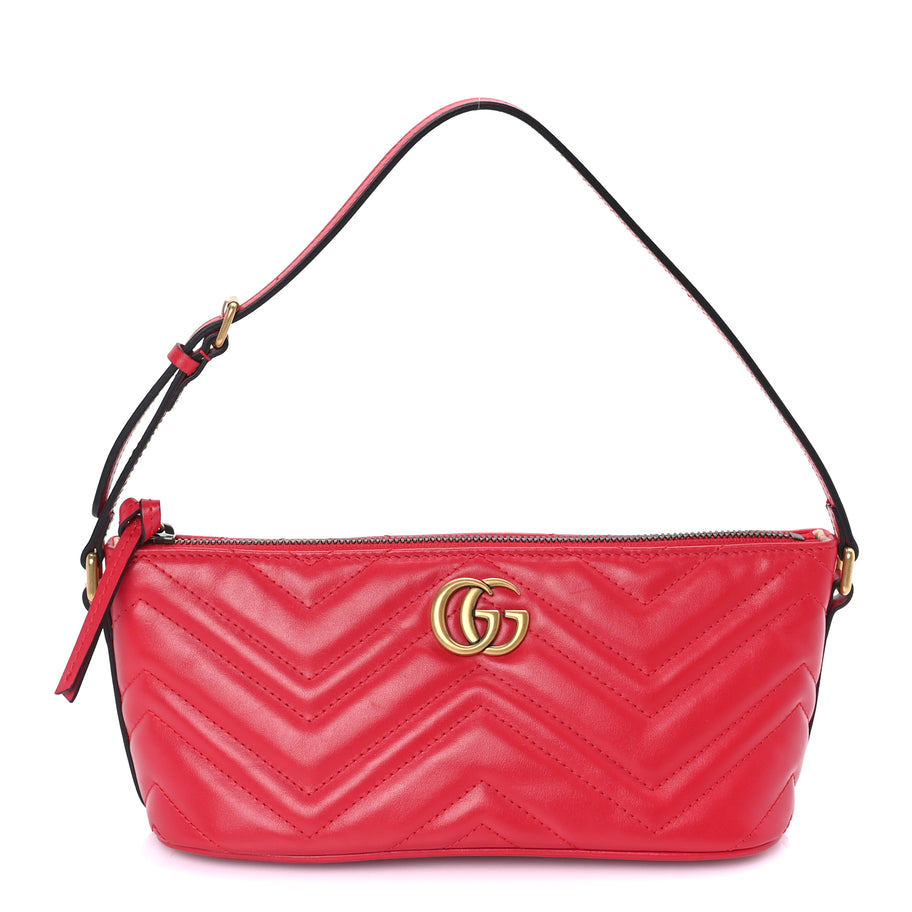 Gucci Calfskin Matelasse Chevron GG Marmont Sling Shoulder Bag  Rosso Image 1