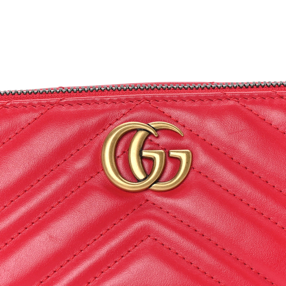 Gucci Calfskin Matelasse Chevron GG Marmont Sling Shoulder Bag  Rosso Image 6