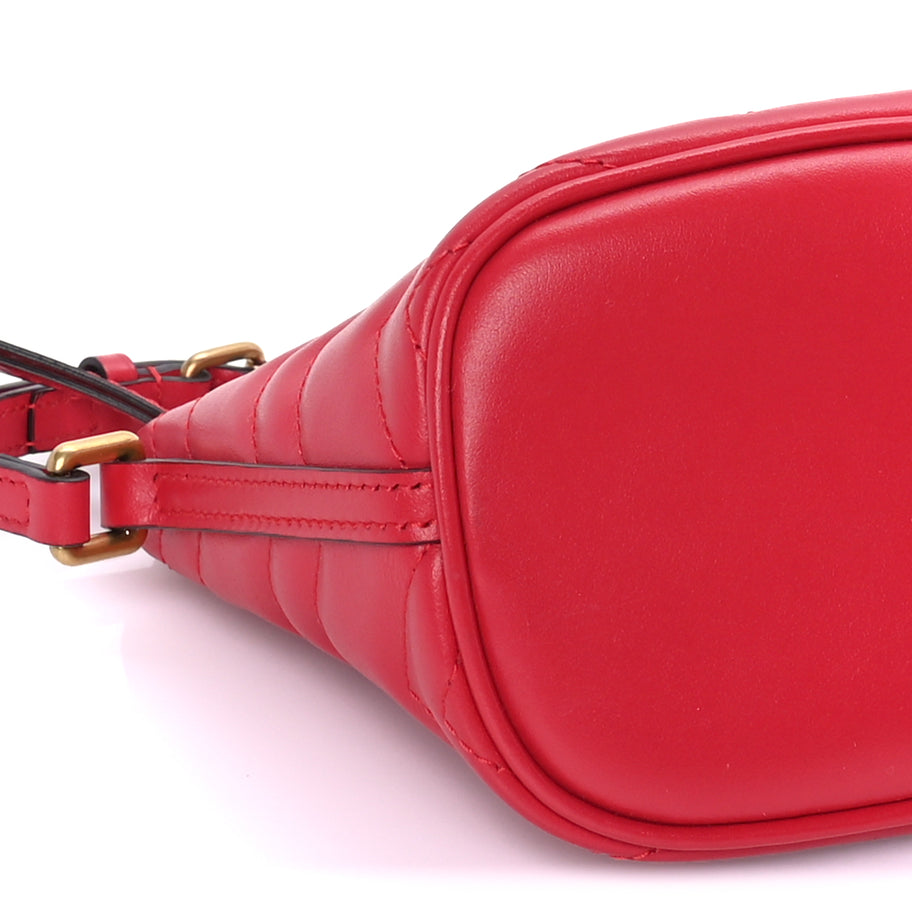 Gucci Calfskin Matelasse Chevron GG Marmont Sling Shoulder Bag  Rosso Image 7