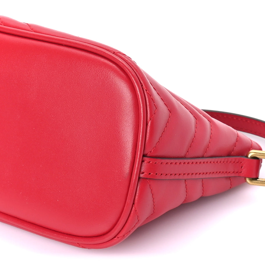 Gucci Calfskin Matelasse Chevron GG Marmont Sling Shoulder Bag  Rosso Image 8