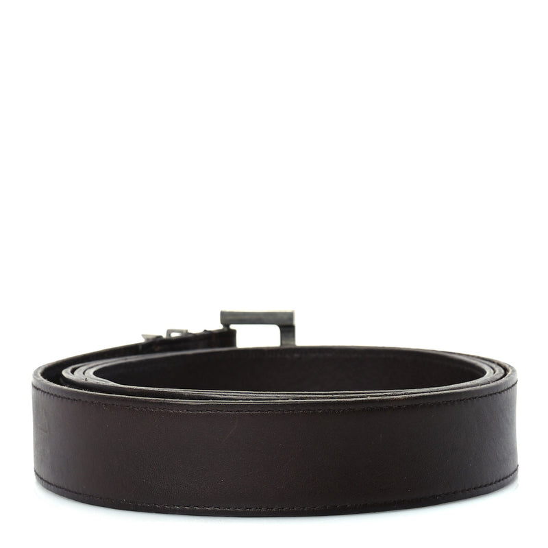  Saint Laurent Smooth Calfskin Monogram Cassandre Square Buckle Belt 105 42  Oak Brown