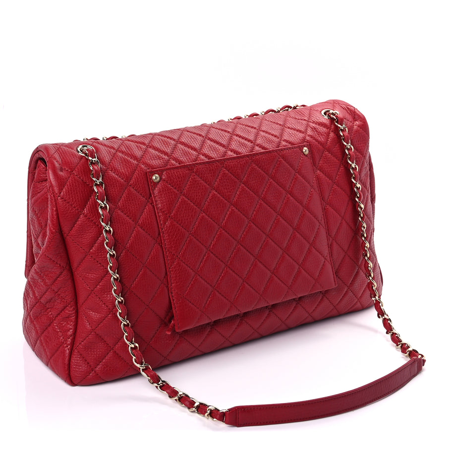 Chanel Calfskin Quilted XXL Travel Flap Bag  Red Image 2