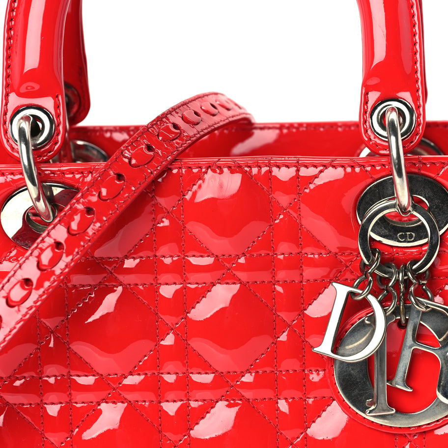 Christian Dior Patent Cannage Medium Lady Dior  Red Image 6