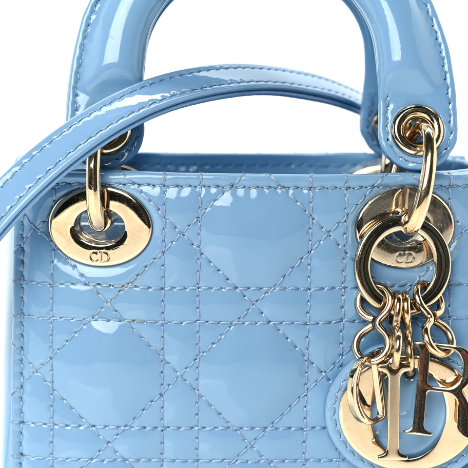 Christian Dior Patent Cannage Micro Lady Dior  Cornflower Blue Image 6