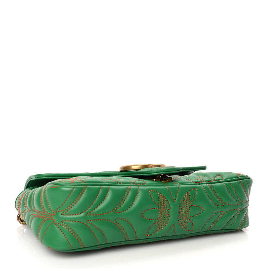 Gucci X Adidas Calfskin Matelasse Small GG Marmont Shoulder Bag Green Image 3