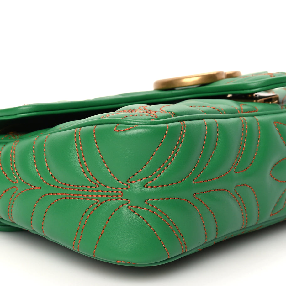Gucci X Adidas Calfskin Matelasse Small GG Marmont Shoulder Bag Green Image 9