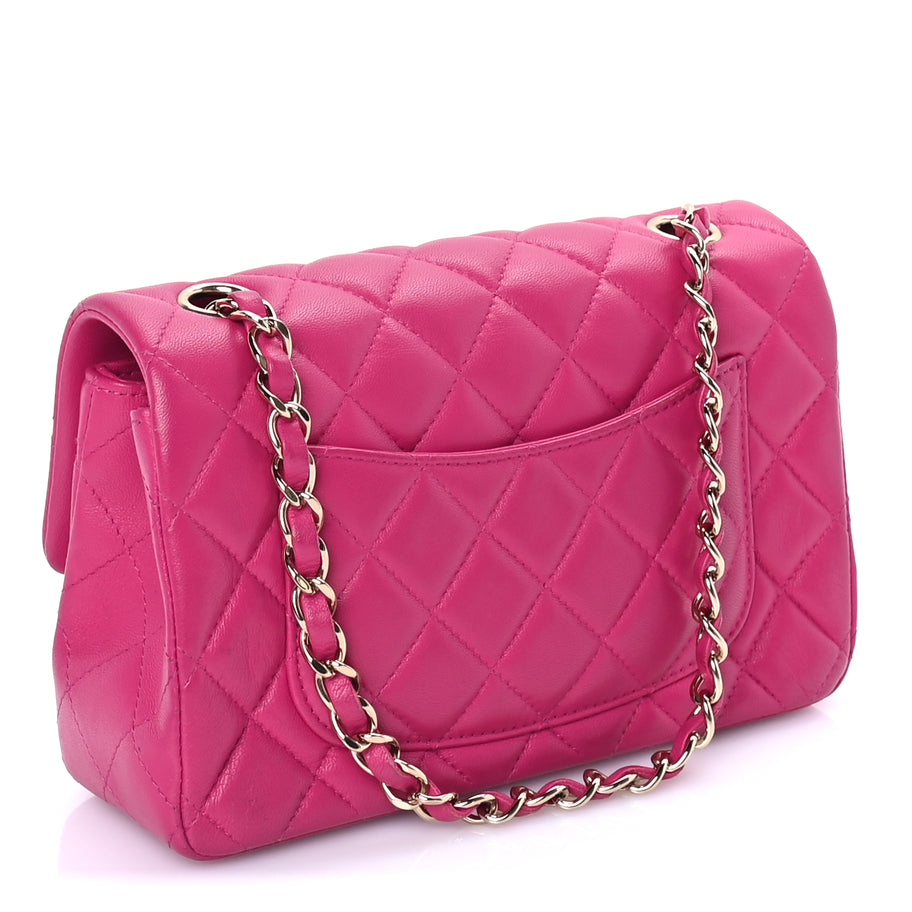 Chanel Lambskin Quilted Mini Rectangular Flap Dark Pink Image 2