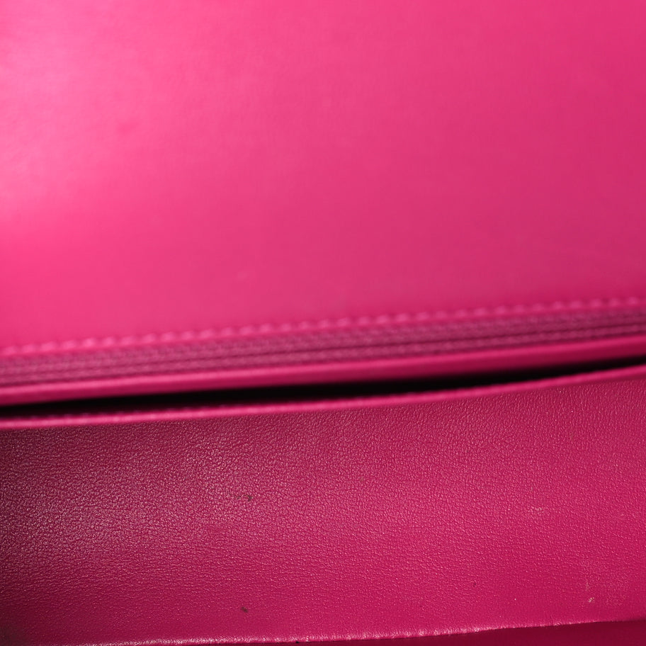Chanel Lambskin Quilted Mini Rectangular Flap Dark Pink Image 4