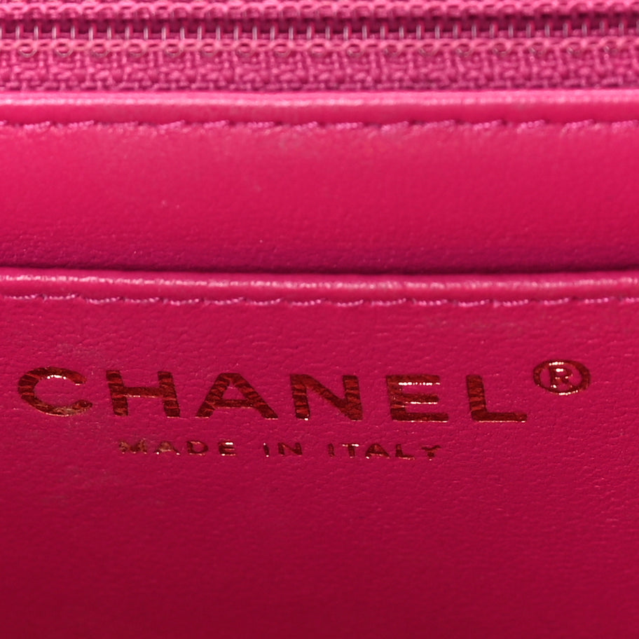 Chanel Lambskin Quilted Mini Rectangular Flap Dark Pink Image 5