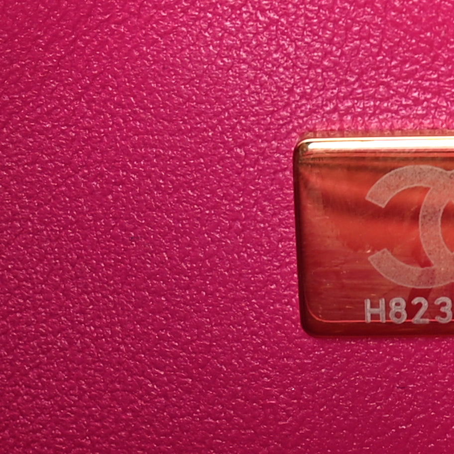 Chanel Lambskin Quilted Mini Rectangular Flap Dark Pink Image 6