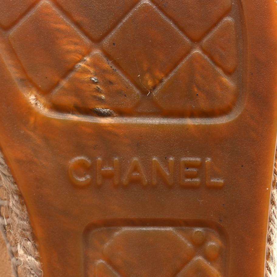 Chanel Suede Pearl CC Espadrilles 37 Beige Black Image 11
