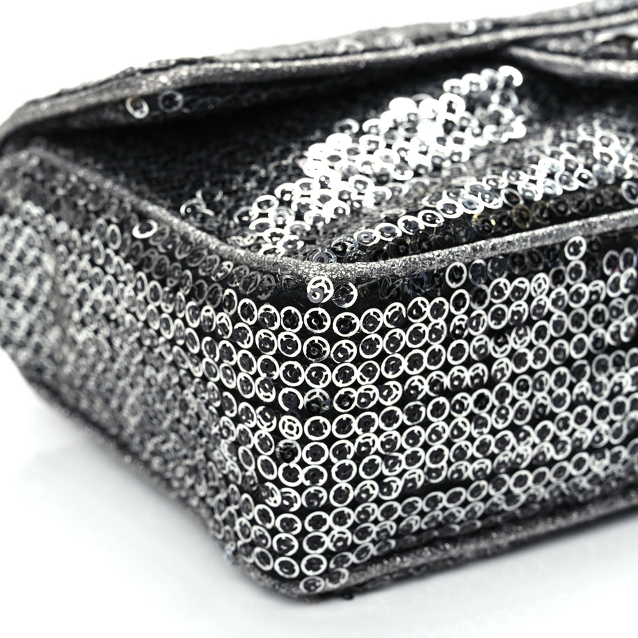 Chanel Sequin Medium Single Flap Dark Silver Image 9