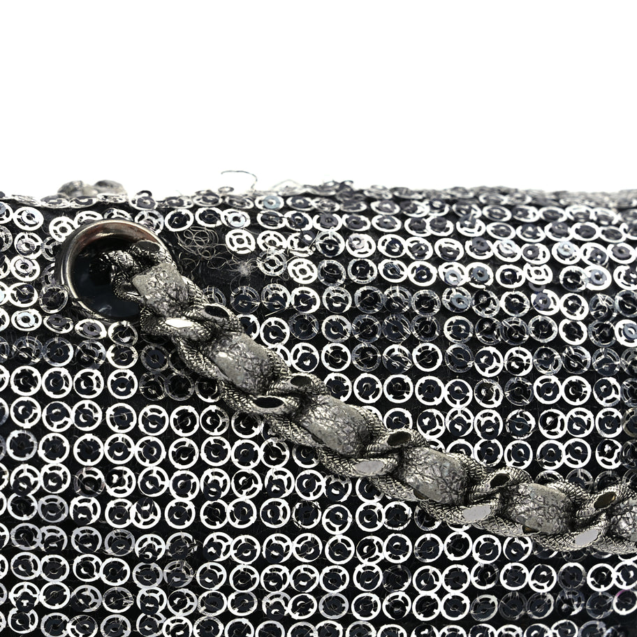 Chanel Sequin Medium Single Flap Dark Silver Image 11