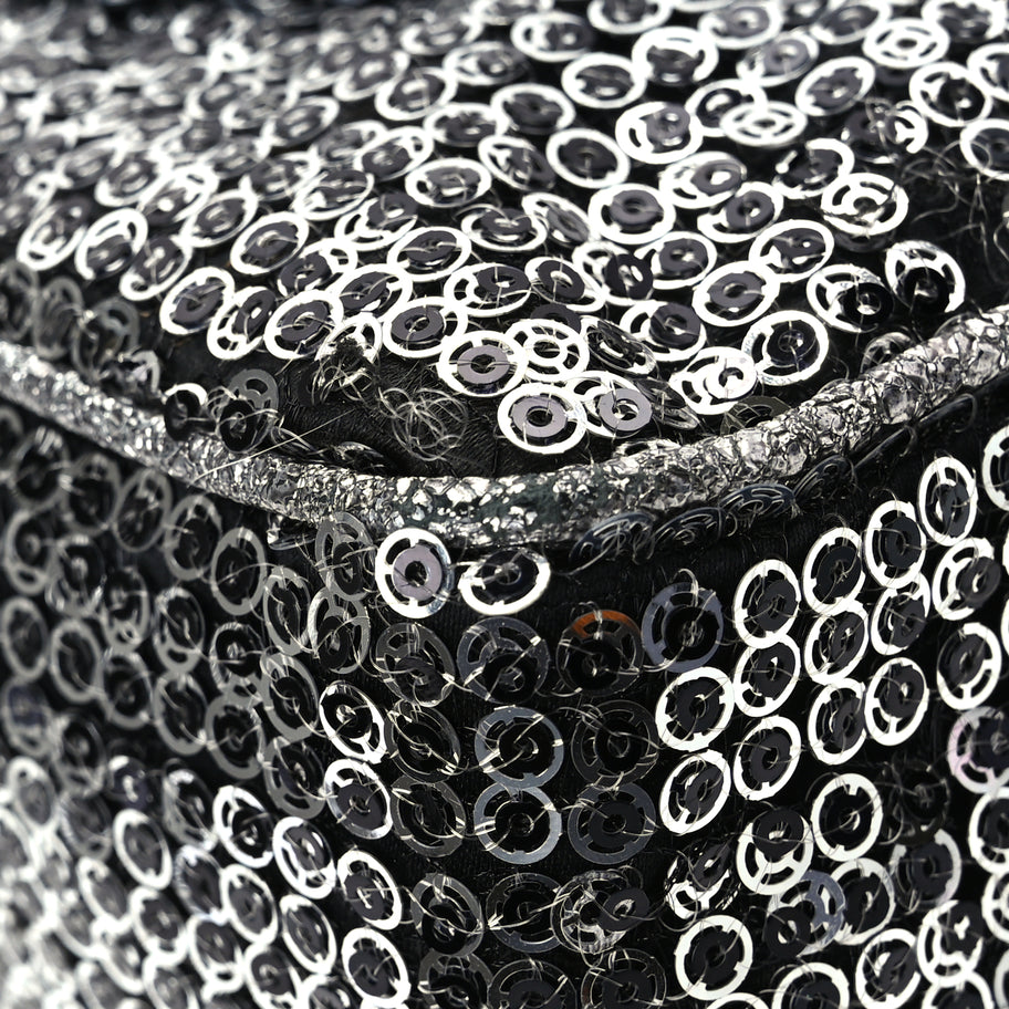 Chanel Sequin Medium Single Flap Dark Silver Image 12