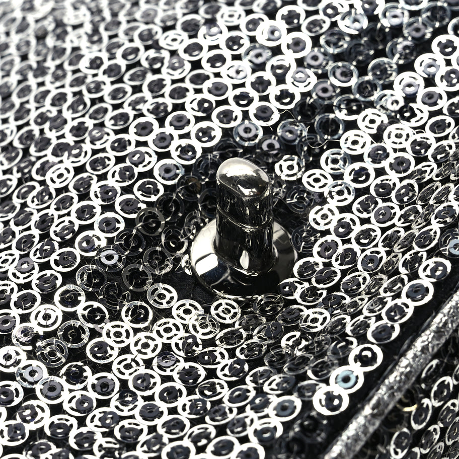 Chanel Sequin Medium Single Flap Dark Silver Image 15